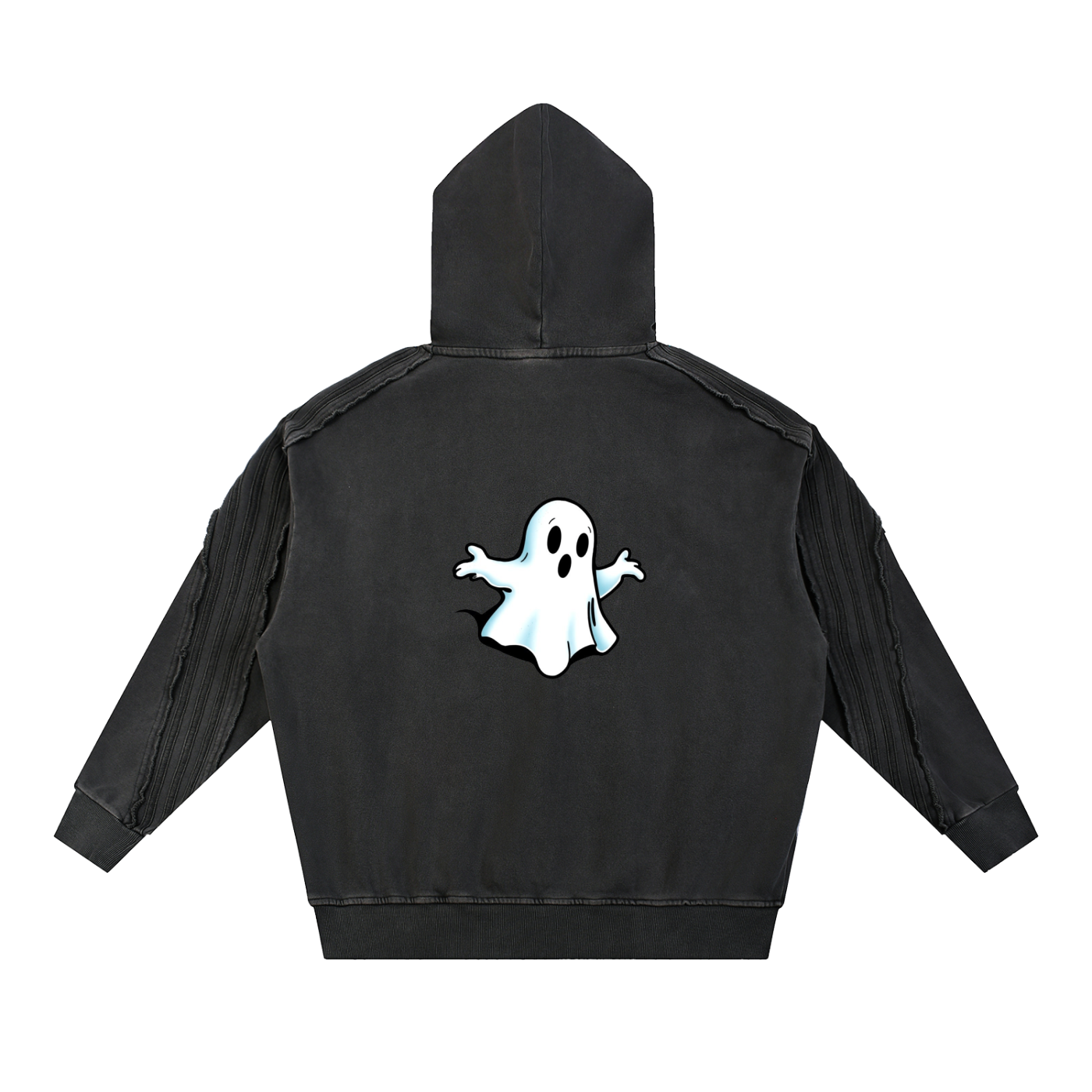 Snow Washed Tape Raw Edge Hoodie