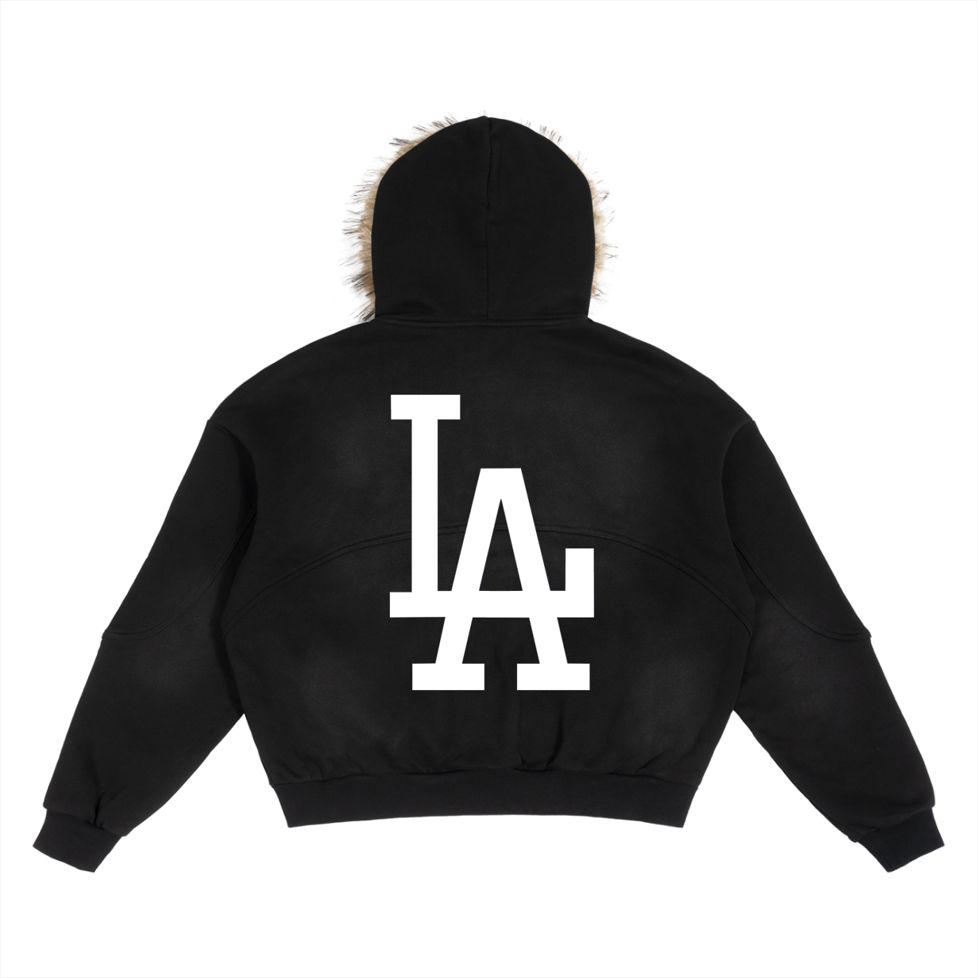 Sun Fade Boxy Detachable Fur Hoodie